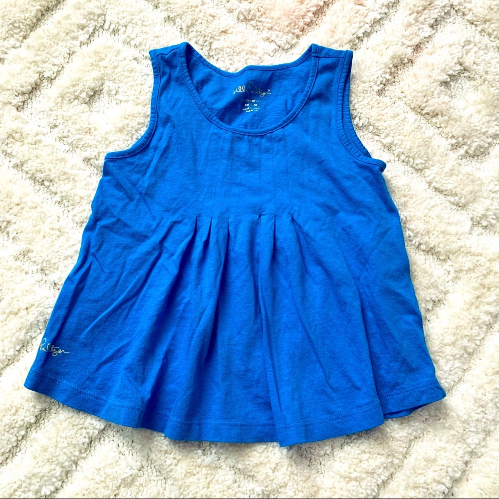 Lilly Pulitzer XS 23 Pleated Yank Top Swing Blue